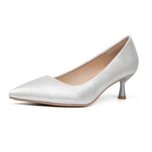 Oripalla | Kitten Heels Silver Pointed Toe